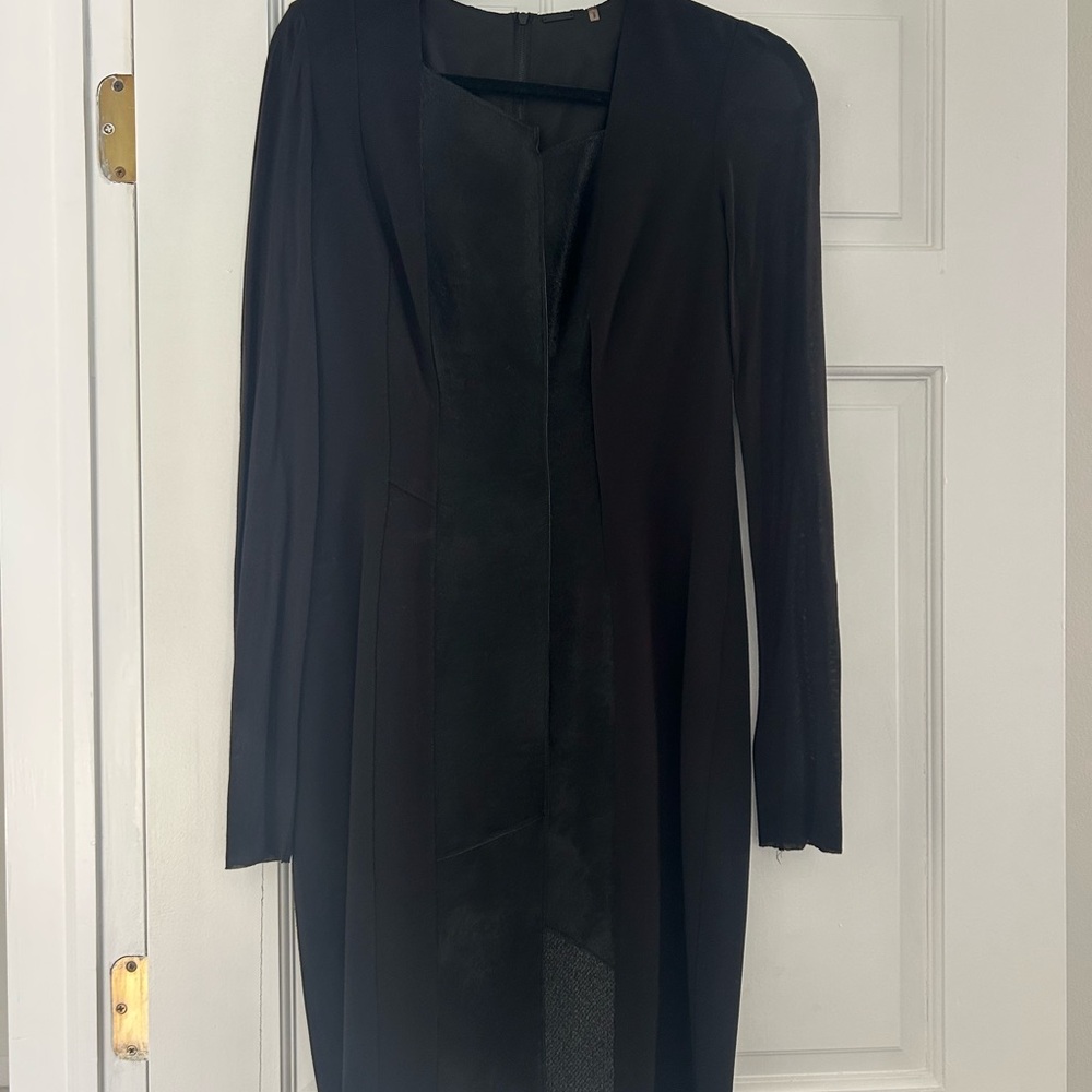 Elie Tahari Black calf hair Long Sleeve Dress